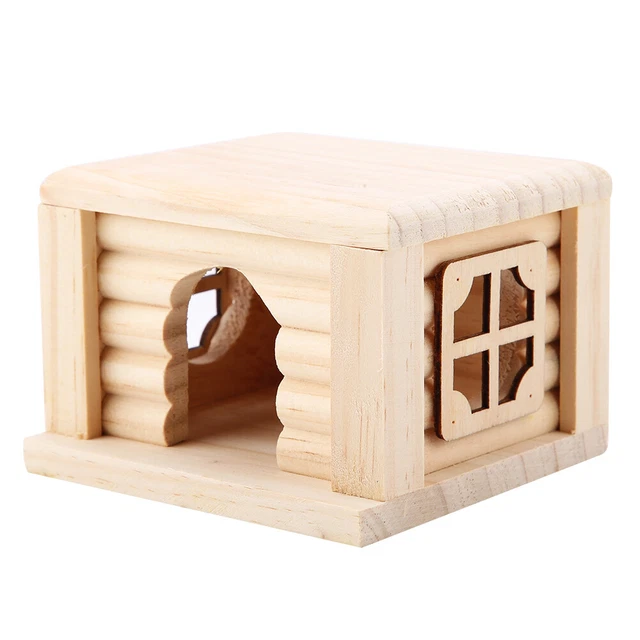 1Pc Natürliche Hölzerne Hamster Haus Flache Spitze Hütte Ratte Hütte Maus Käfig