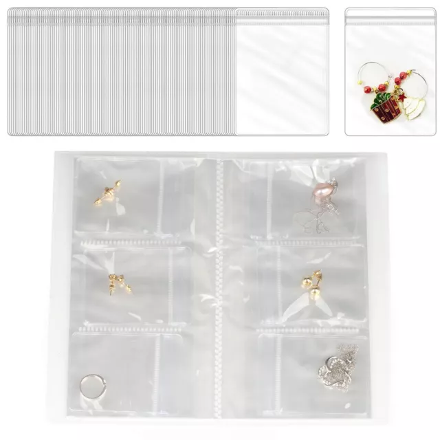 Transparent Jewelry Storage Book Portable Travel Organizer Album with 50 Bags