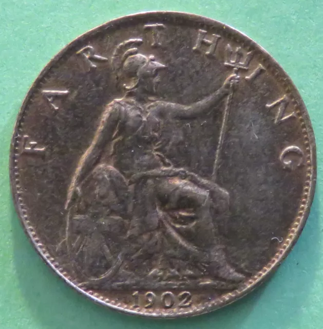 1902 Edward VII British Farthing Coin high grade