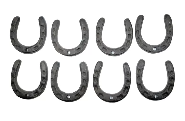 8 Tiny Cast Iron Lucky Horseshoes Western Craft Rustic Ranch Home Decor