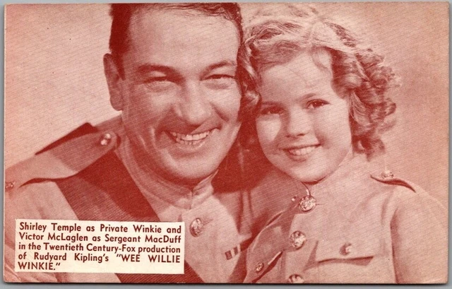1937 SHIRLEY TEMPLE Movie Adv. Postcard WEE WILLIE WINKIE w/ Victor McLaglen