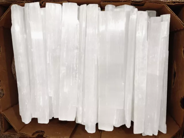 10 lbs XL Selenite Logs " Natural Crystal Wand Bulk Lot 14" Bars Stick 10 Pounds
