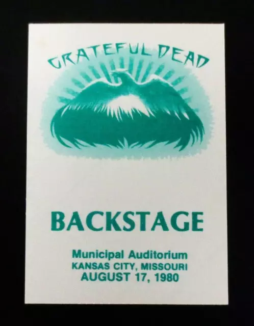 Grateful Dead Backstage Pass Missouri Kansas City KC MO 8/17/80 8/17/1980 Mouse