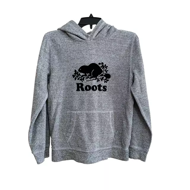 ROOTS Hoodie Kids XXL Salt & Pepper Heather Gray Pullover Hooded Sweatshirt