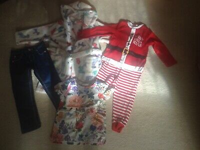 Bundle Girls Clothes 4 Items Age 2-3 Years Christmas Pyjamas,Dressing Gown,Ect