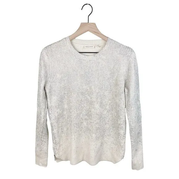 Rebecca Taylor Metallic Foil Long Sleeve Pullover Sweater Wool Cashmere Blend