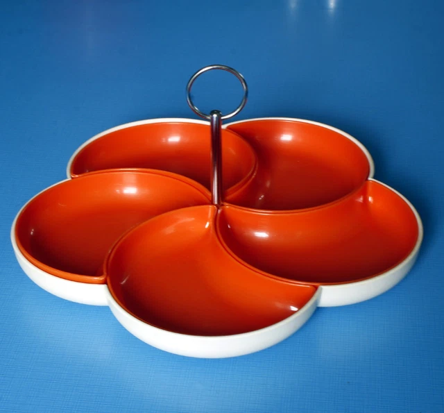Plateau Apéritif Vintage Années 60/70 – Métal Argenté, Style Rétro, état D’usage