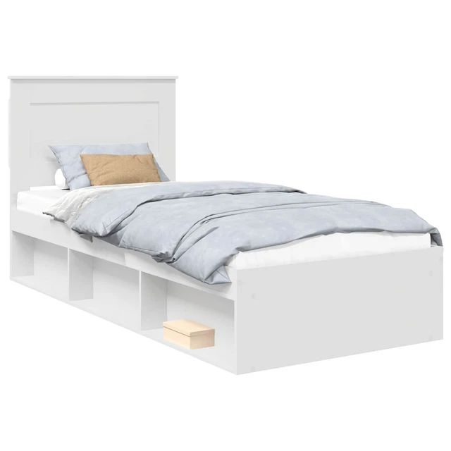 VIDAXL BED FRAME with Headboard White 75 x 190 cm Solid Pine Wood ...