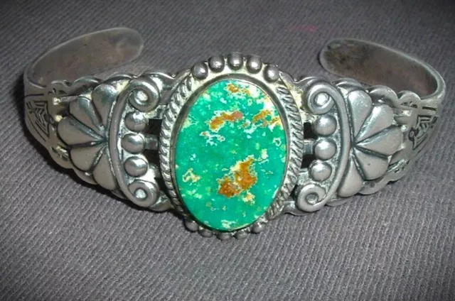 Early 1900S Navajo Cuff Bracelet With High Grade Royston Turquoise!