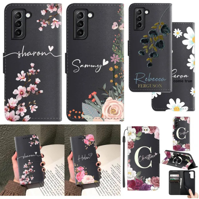 Flower Personalised Wallet Leather Case Cover For Samsung Galaxy S23 S22 A34 A04