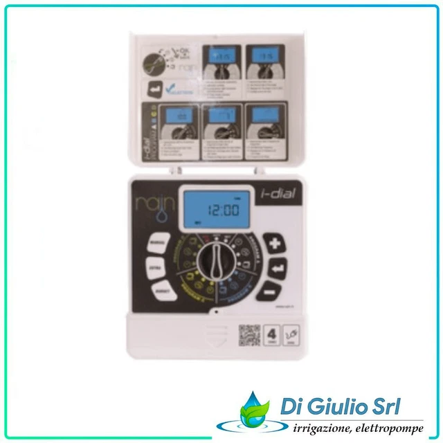 Programmatore Rain I-Dial Centralina Indoor 24 Vac Orto Giardino 4 Stazioni