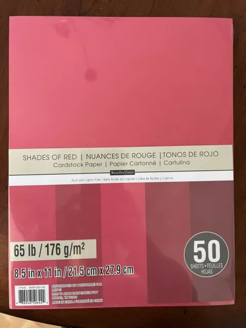 Recollections  SHADES OF RED  Cardstock Paper 8.5 x 11 50 sheets