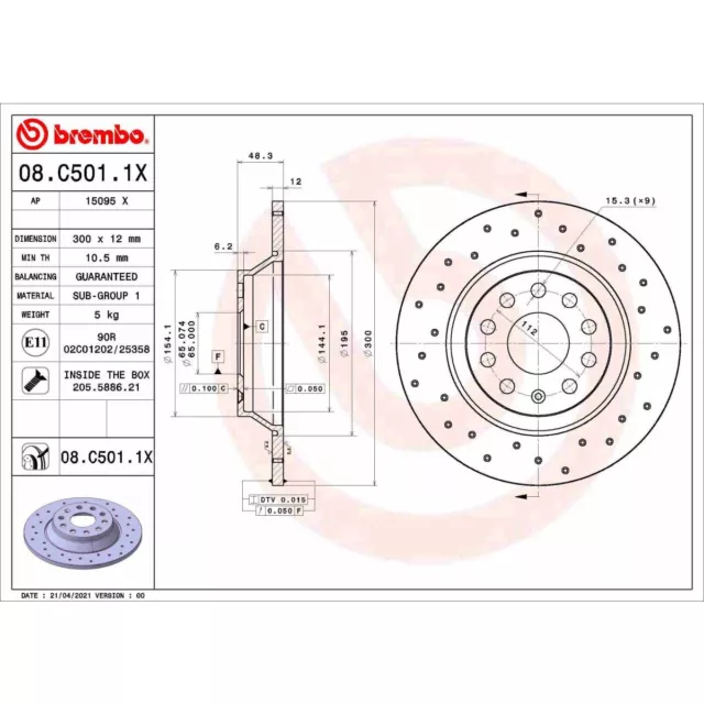 Bremsscheibe BREMBO XTRA LINE BREMBO 08.C501.1X, 1 Stück