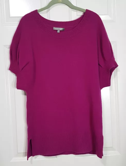 NEIMAN MARCUS Cashmere Collection Cap Sleeve Tunic Sweater Magenta Heavy Wt M