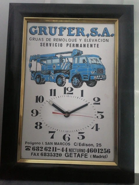 Cuadro reloj de Madrid antiguo vintage y retro. No funciona, para decoración