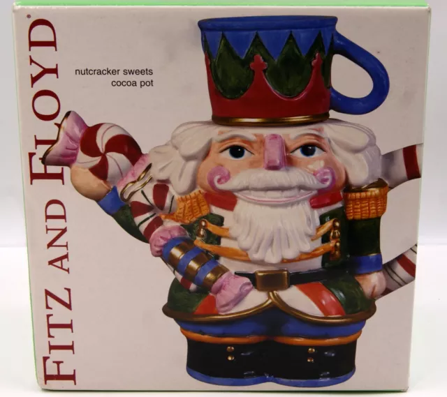 Fitz & Floyd Nutcracker Sweets 8" Cocoa Pot Christmas Holiday 2003 NEW IN BOX