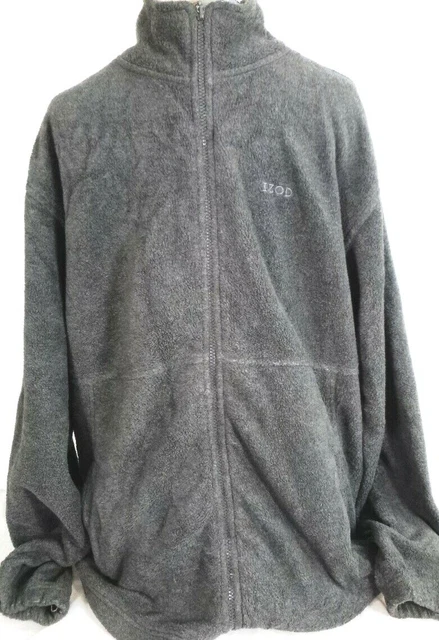 IZOD Mens Full Zip Fleece Winter Fall Jacket Coat, Large-Gray-Soft Thick & Warm!