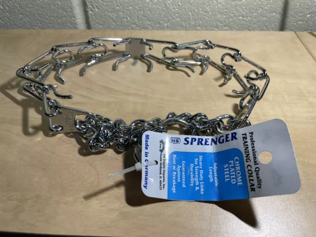 NWT Herm Sprenger Chrome Plated Steel Prong Training Collar No Pull Large