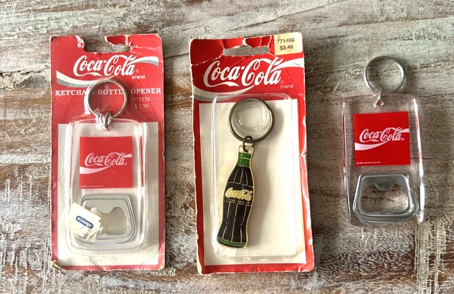 LOT OF 3 - 1995 Coca-Cola Bottle Opener Keychains Vintage logo original