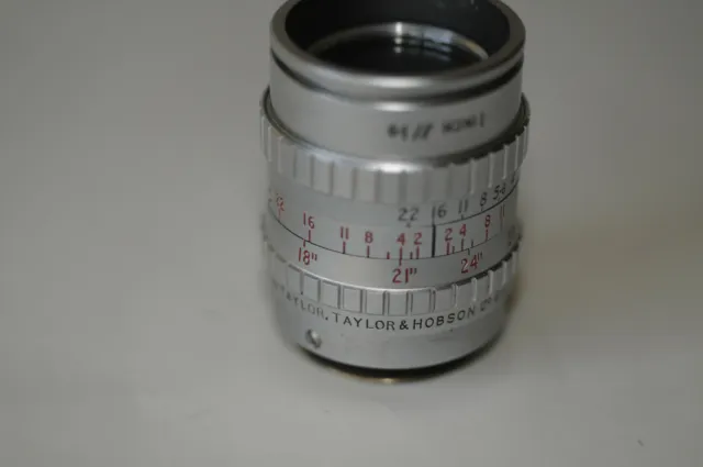 LENTE DE CINE TAYLOR HOBSON 1" f1.9 (25mm) montaje en C 16mm. + filtro neblina & tapa 3