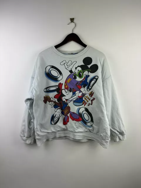 Vintage Disney 90s Mickey Mouse Minnie Jerry Leigh Sweatshirt Reversible