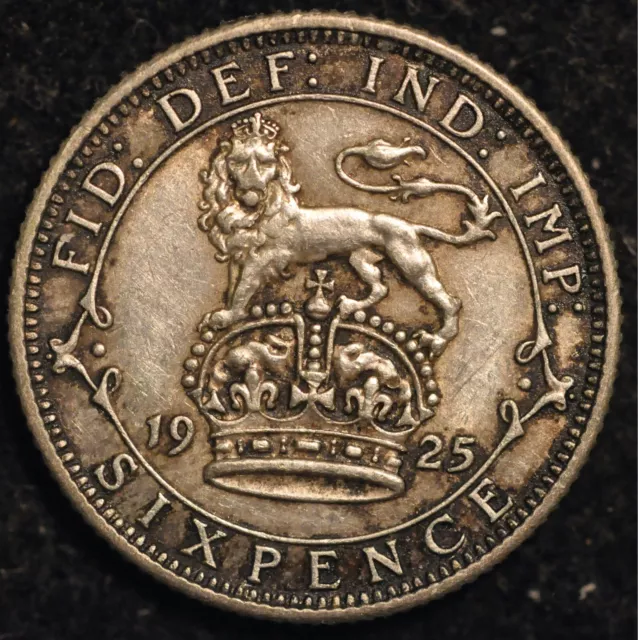 Sixpence 1925 George V  gVF  .500 Silver  (T13)