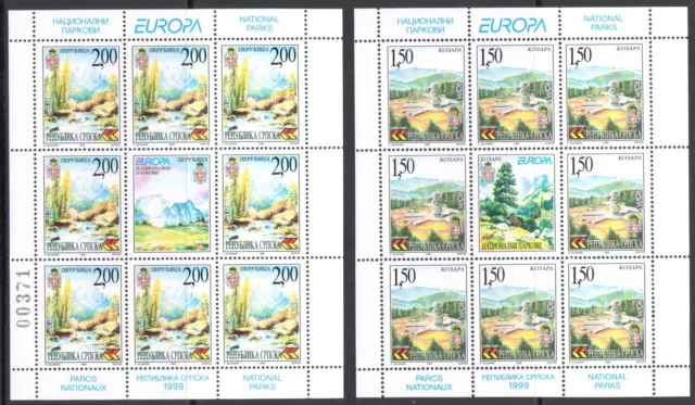 1999 EUROPE CEPT, Bosnia and Serbia, 2 minifoils 8 values - MNH**