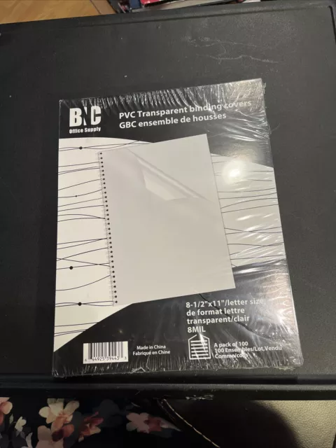 BNC 8 Mil 8-1/2 x 11 Inches Letter Size PVC Binding Covers - Pack of 100 Clear