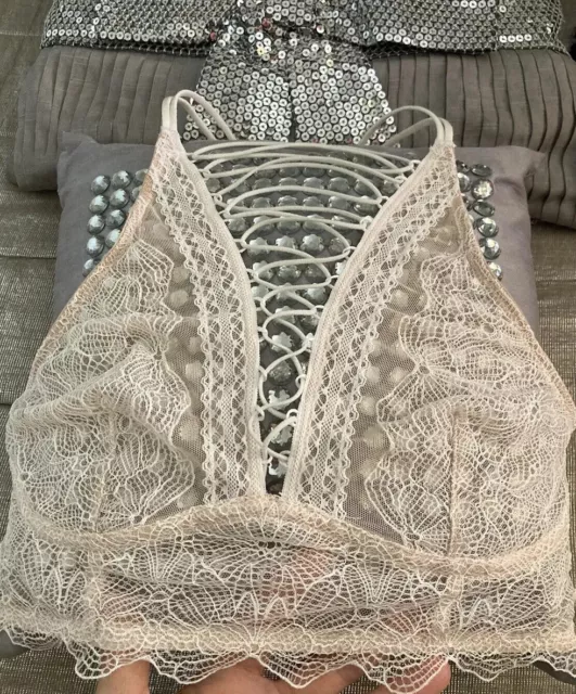 Victorias Secret Very Sexy Unlined Lace Up Front High Neck Bralette Bra New