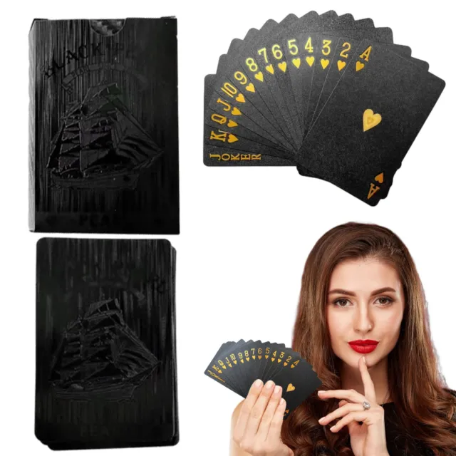 Black Waterproof Plastic Playing Cards Deck of PVC Poker Card Party Game Gift