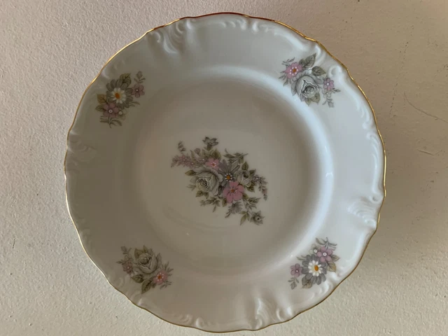 WINTERLING SCHWARZENBACH Germany Porcelain Salad Plate Gray Pink Floral 6 1/8