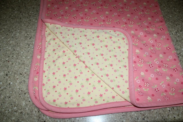 VINTAGE 1998 GYMBOREE Reversible Baby Blanket Yellow Pink