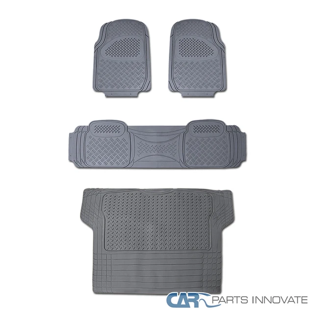 4X Semi Custom Gray Heavy Duty PVC Rubber Front Rear Cargo Floor Carpets Mats