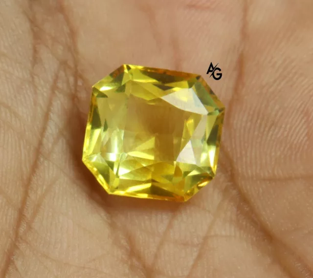 16.50 Ct Natural Certified Yellow Sapphire Ceylon Square Cut Loose VVS Gemstone