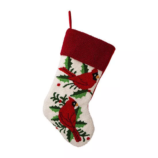 Medias enganchadas Glitzhome Cardinals Navidad Rojo Marfil Verde 21 in Nuevo