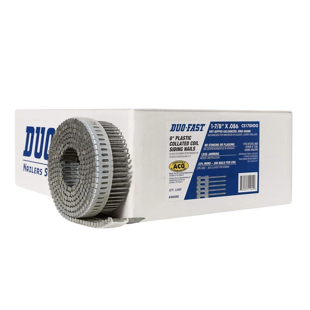 Duo-Fast, Coil Siding Nail, 650392, 1 7/8 inch x .086 Gauge, Ring Shank Hot D...