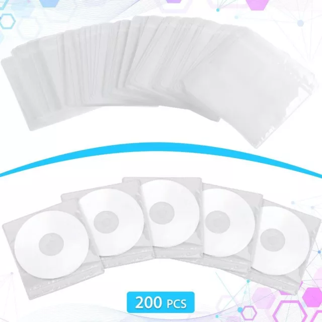 200pcs Double Sided Disc Sleeves Refill Plastic CD Protector  Home Living Room
