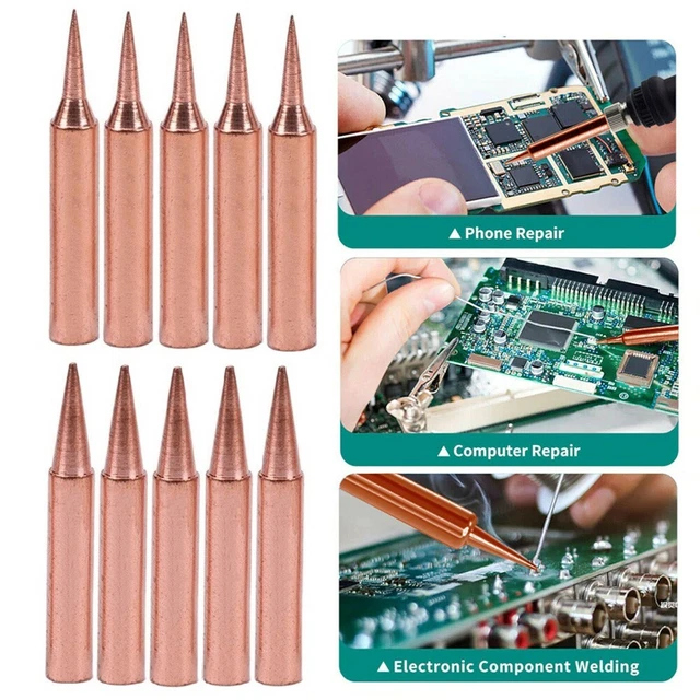 10 pz. punte saldatore rame ad alte prestazioni per Hakko Saike 936 852
