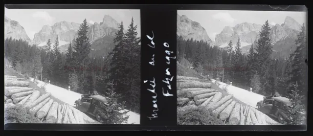 ITALIE Montagne 1924 Photo Stereo NEGATIF Plaque de verre VR11y  