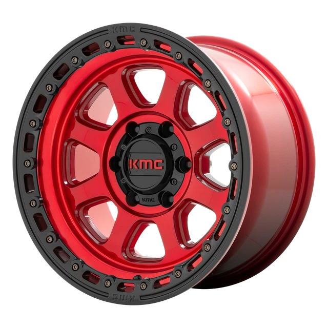 20X9 Candy Red With Black Lip KMC KM548 CHASE 6X135 18MM Set of 4