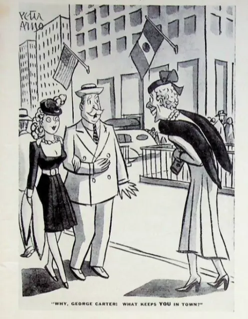 Cartoonist Peter Arno Satire Comic Panel Print 1941 What Keeps You in Town