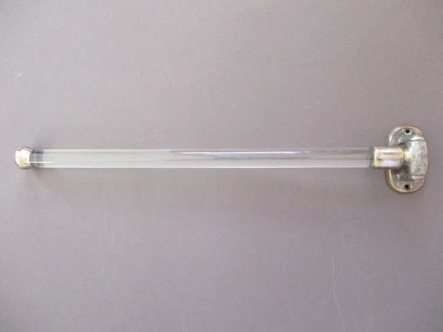 Antique Art Deco Towel Rail Wall Rotatable, Glass Rod and Metal C. 1920's 30's