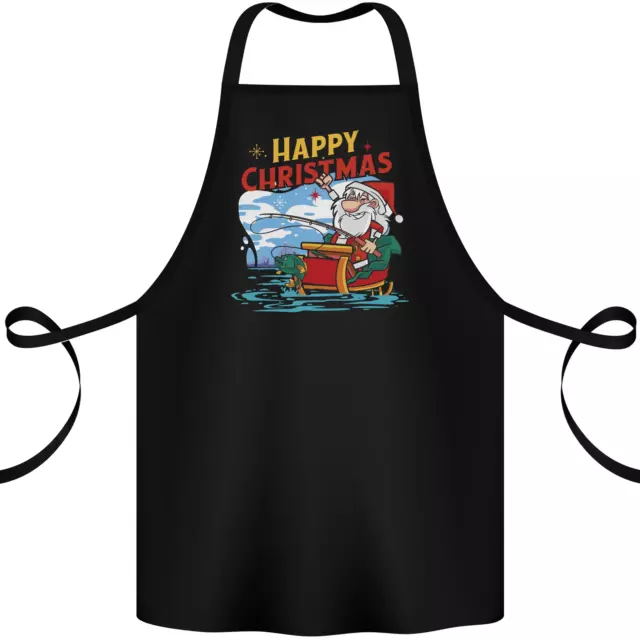 Santa Clause Fishing Funny Christmas Cotton Apron 100% Organic