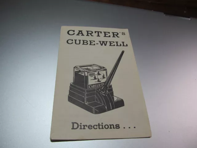 Carter's Ink Well Directions  Pamphlet  Original Ca. 1930s-  40s