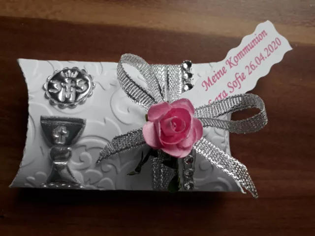 Rosa Gastgeschenke Taufe  Kommunion,Konfirmation,Tischdeko  ,Name,Datum