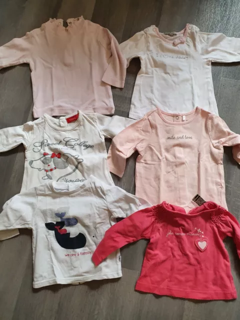 Lot de 6 t-shirt manches longues bébé fille 3 mois