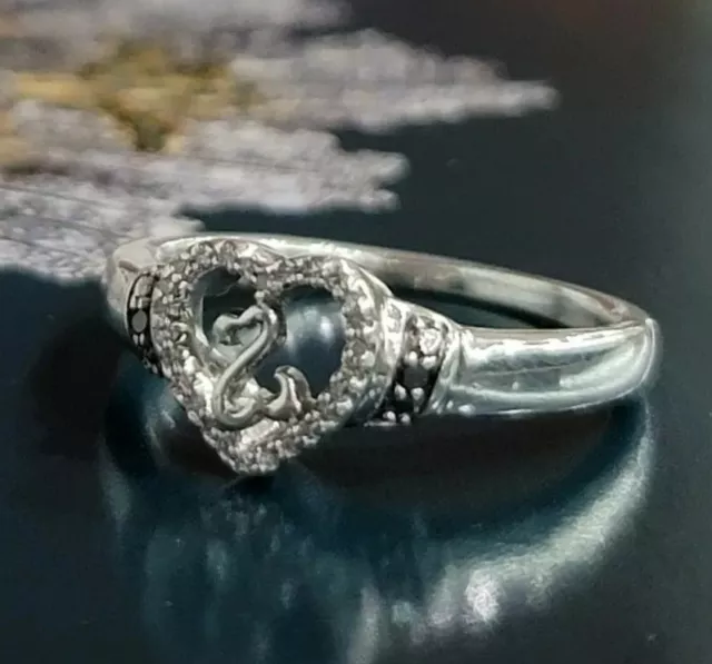 $199 Zales Jane Seymour Open Hearts Jwbr Black Diamond Ring #7
