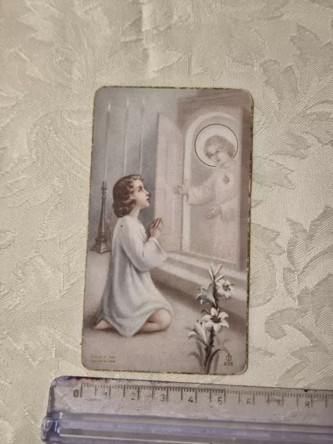 Santino Holy Card Bimbo in Preghiera davanti al Tabernacolo FB 839 SI119 ^