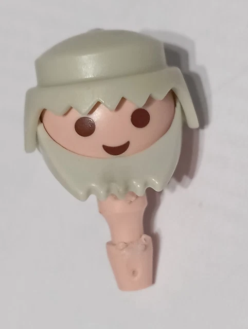Tête Playmobil Avec Perruque Marron Et Patilles - Pièce Détachée Médiévale Cowboy