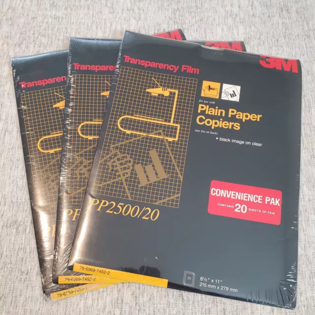 3M PP2500/20 Transparency Film Brand New 3 Packs Of 20 Each